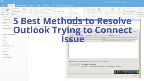 5 melhores métodos para resolver o problema de tentativa de conexão do Outlook