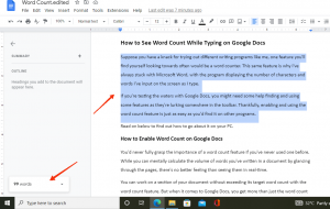Cómo ver el recuento de palabras mientras se escribe en Google Docs