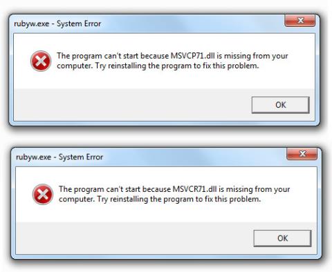 Correggi lerrore mancante di Msvcp71.dll e Msvcr71.dll in Windows 7