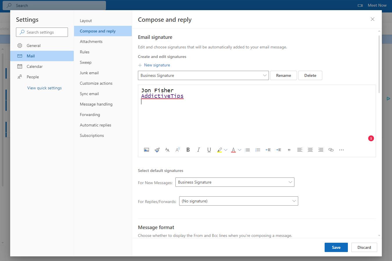 Come impostare la tua firma in Outlook.com