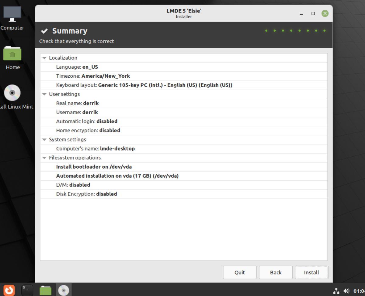 วิธีการติดตั้ง Linux Mint Debian รุ่น 5 “Elsie”