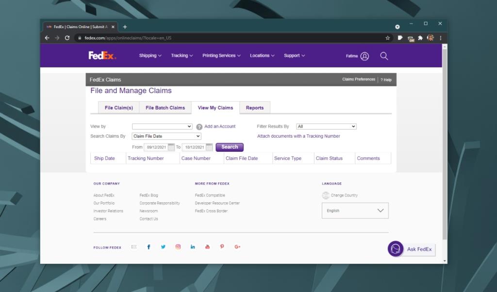 วิธีตรวจสอบสถานะการเคลมของ FedEx