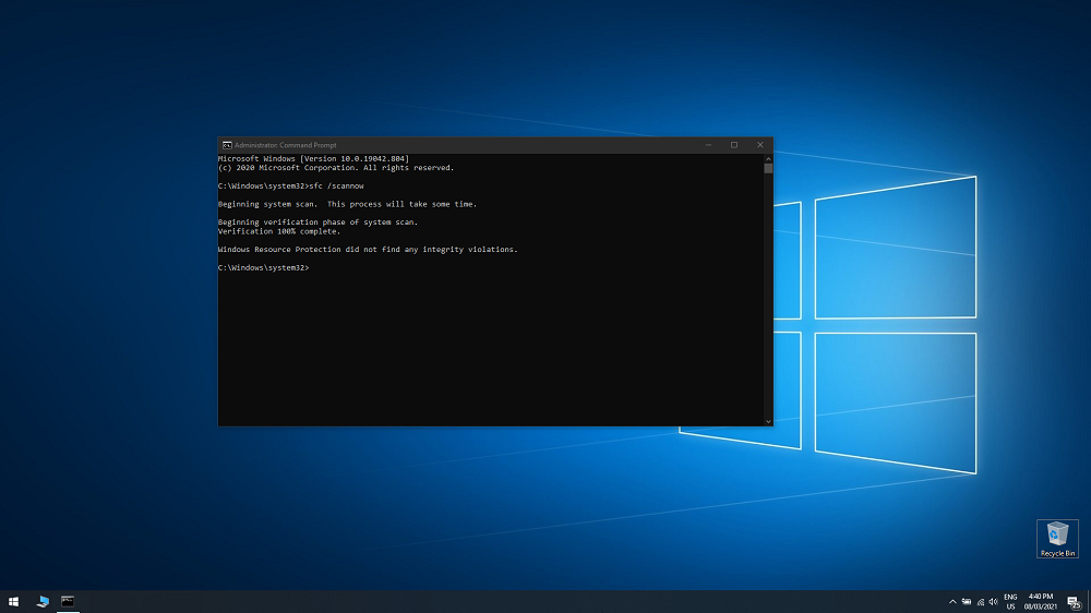 วิธีเรียกใช้ sfc /scannow (System File Checker) บน Windows 10