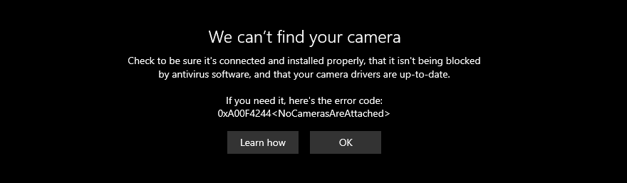 Как исправить ошибку 0xa00f4244 NoCamerasAreAttached в Windows 10