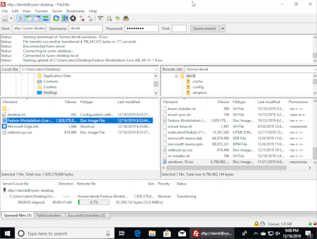 Cara mentransfer file besar antara Linux dan Windows