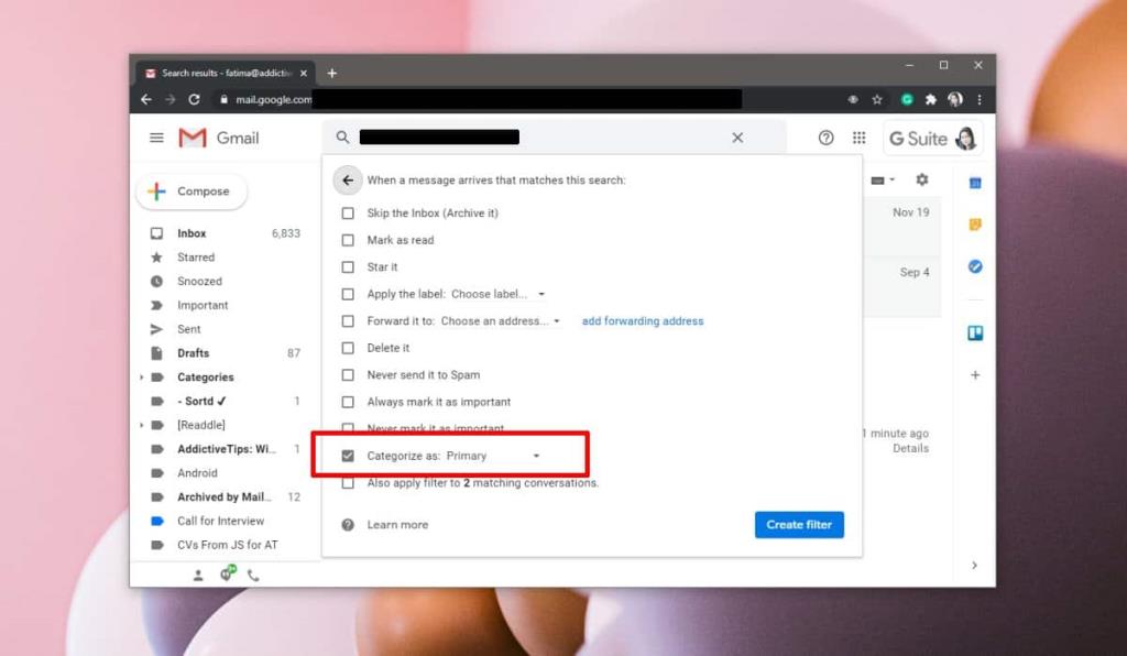 Cómo habilitar alertas para un remitente en Gmail