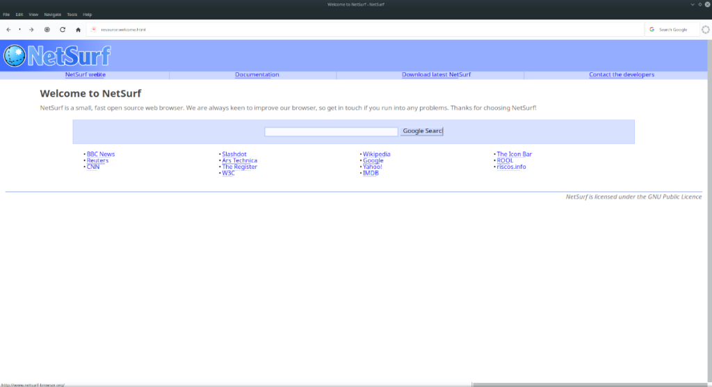 Linuxta NetSurf tarayıcısı nasıl kurulur