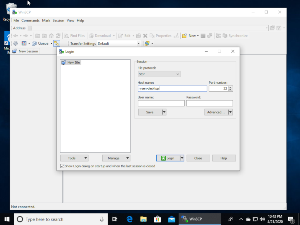 Cara mentransfer file ke Linux dari Windows 10 melalui SSH