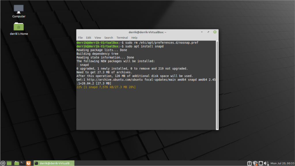 Cara mengaktifkan kembali Snaps di Linux Mint 20