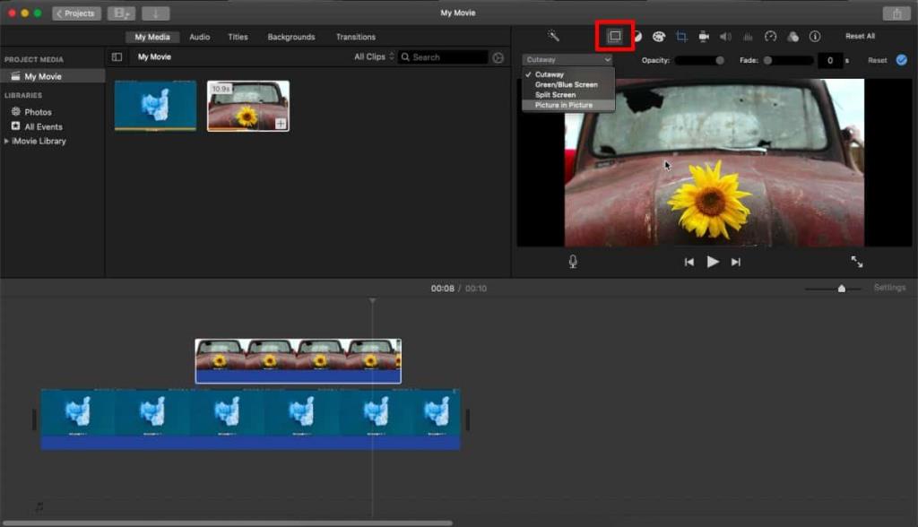 Como criar um vídeo picture-in-picture no iMovie no macOS