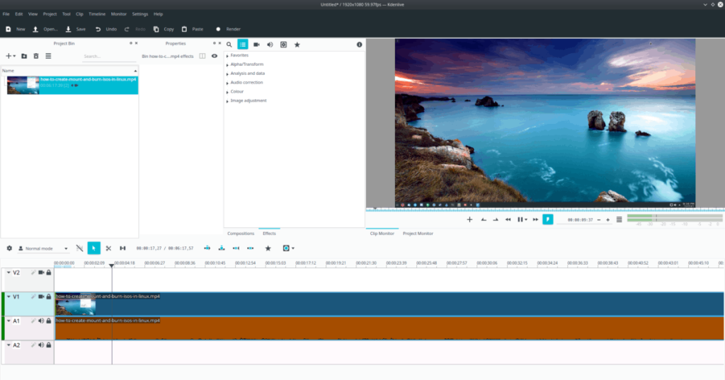 Cara memotong rekaman video di Kdenlive di Linux