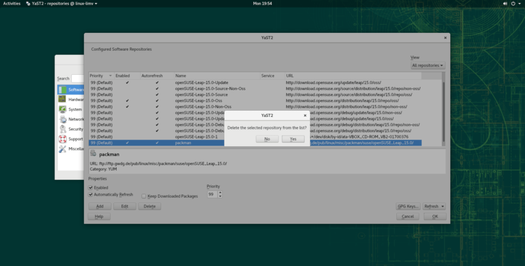 Cara menambah dan menghapus sumber perangkat lunak khusus di OpenSUSE Linux