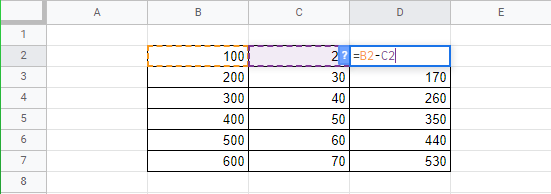 So subtrahieren Sie in Google Sheets (vollständige Anleitung)