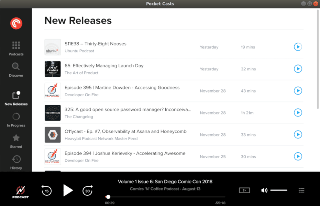 Como usar a interface da web PocketCasts no Linux