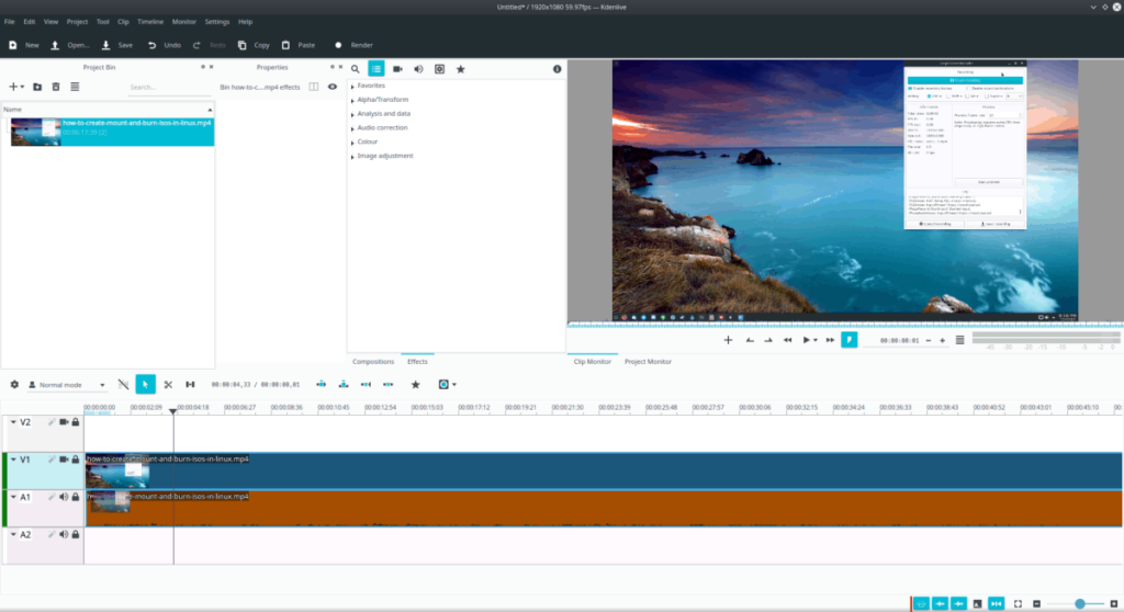 Cara memotong rekaman video di Kdenlive di Linux