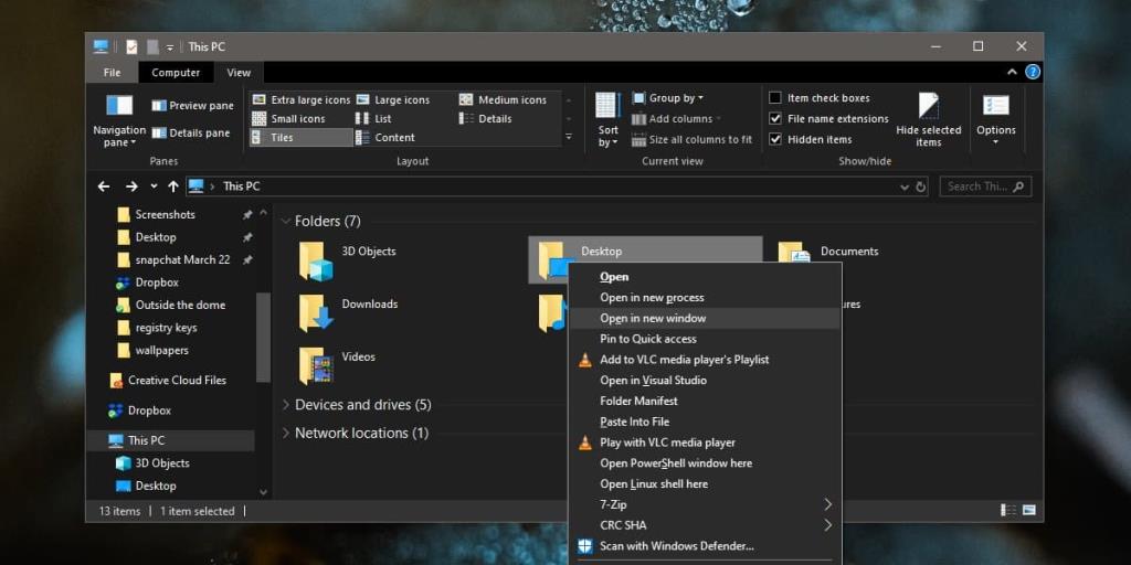 วิธีเปิดโฟลเดอร์ในหน้าต่าง File Explorer ใหม่ใน Windows 10