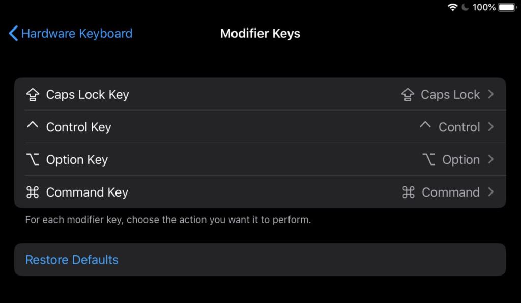 Cara menyesuaikan tombol pengubah untuk keyboard di iPad