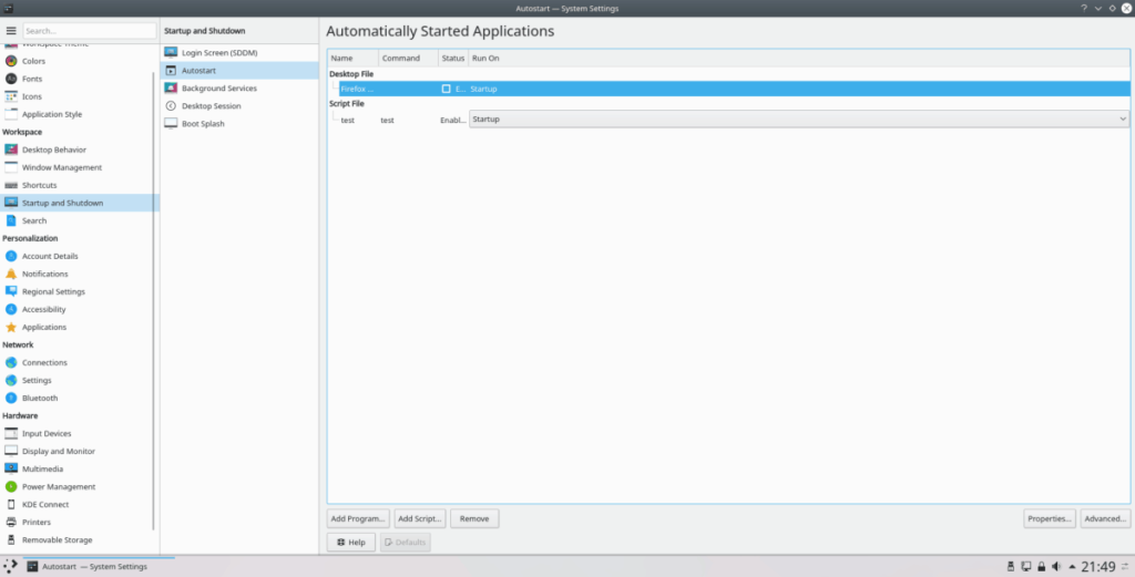 Cómo iniciar programas automáticamente en KDE Plasma 5
