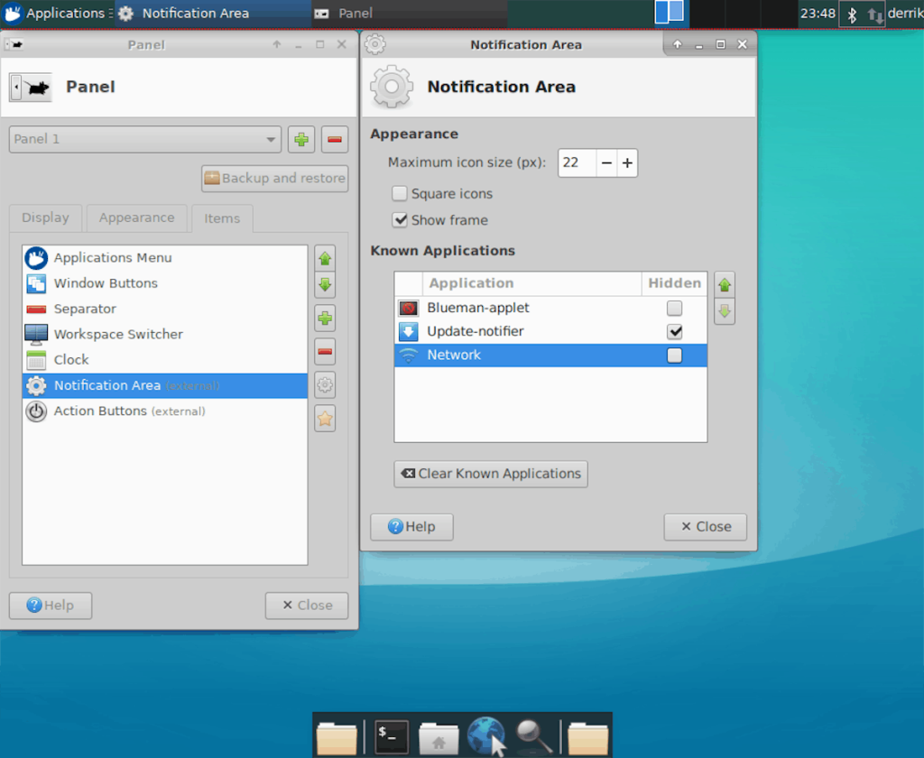 วิธีซ่อนแอพจากซิสเต็มเทรย์ใน XFCE4