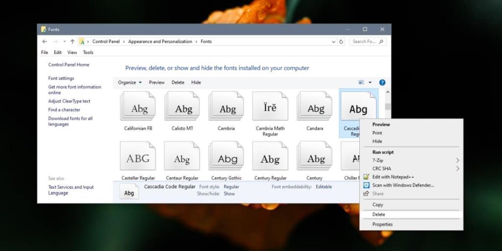 Cara menghapus instalan font di Windows 10