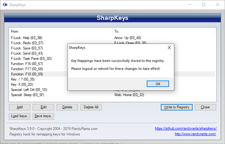 SharpKeys Baixe e instale para Windows 10