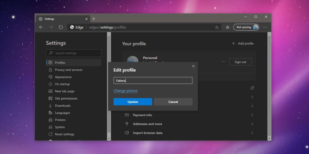 Como alterar o nome do perfil no Chromium Edge no Windows 10