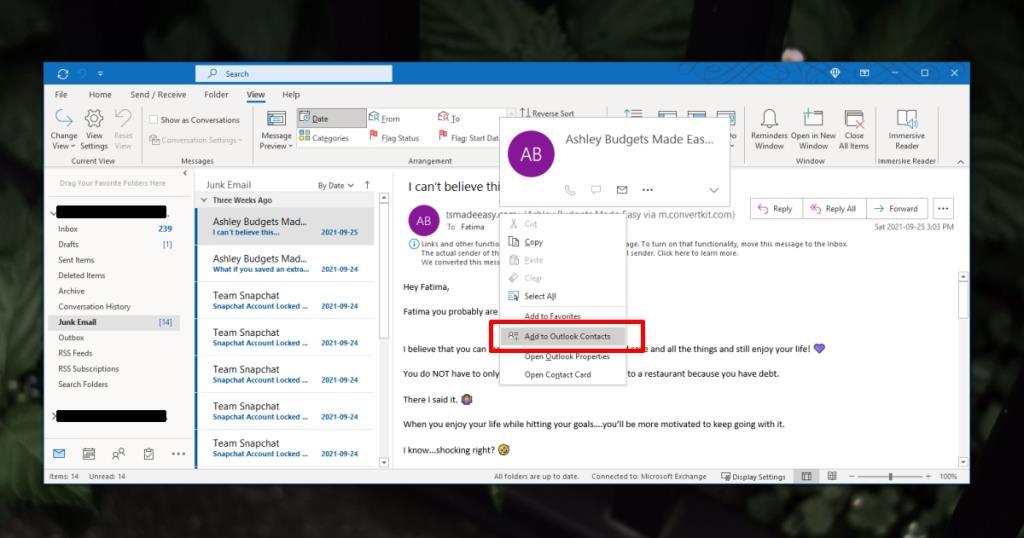 Cách khắc phục Outlook tiếp tục gửi email đến Thư mục rác hoặc Thư rác