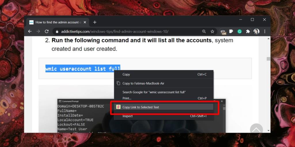 Cara menautkan ke teks pada halaman web di Chrome