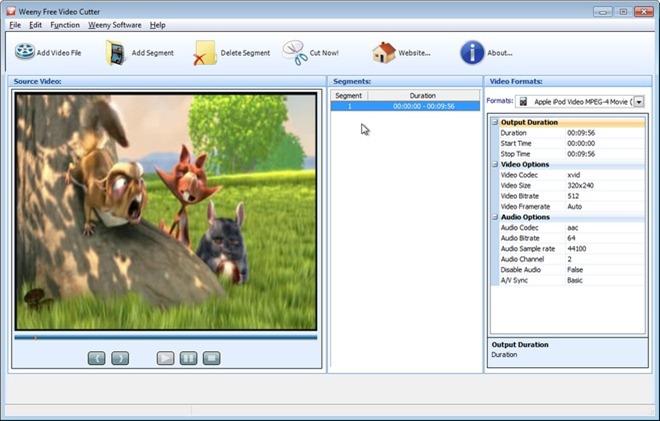 Weeny Free Video Cutter: Cắt Video & Xuất ở nhiều định dạng khác nhau