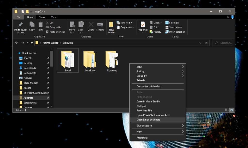 Cara membuka shell Linux di folder di Windows 10