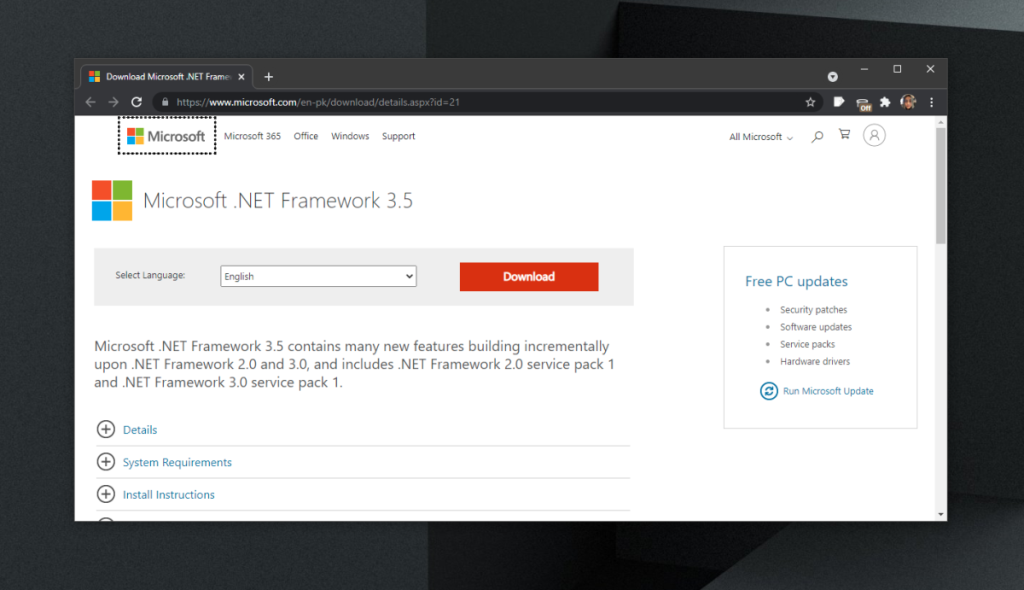 Как загрузить .NET Framework 3.5 в Windows 10