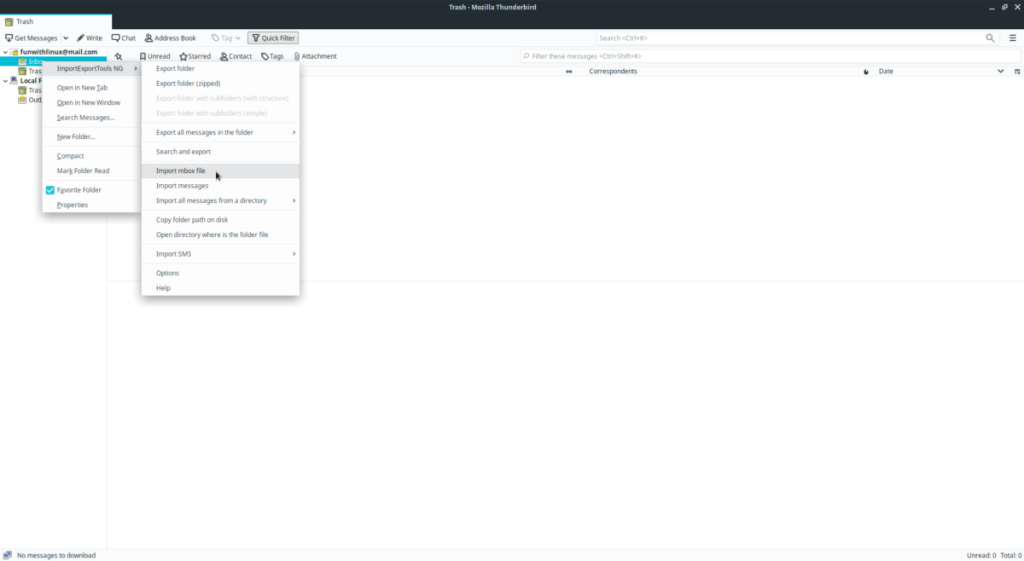 Cara mengimpor email dari Evolution ke Thunderbird di Linux