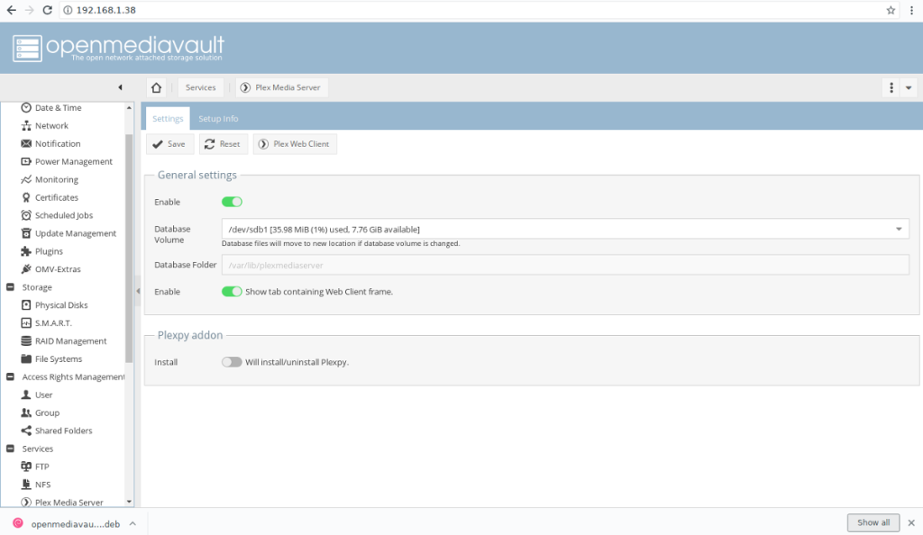 Como instalar e configurar o plug-in Plex no OpenMediaVault