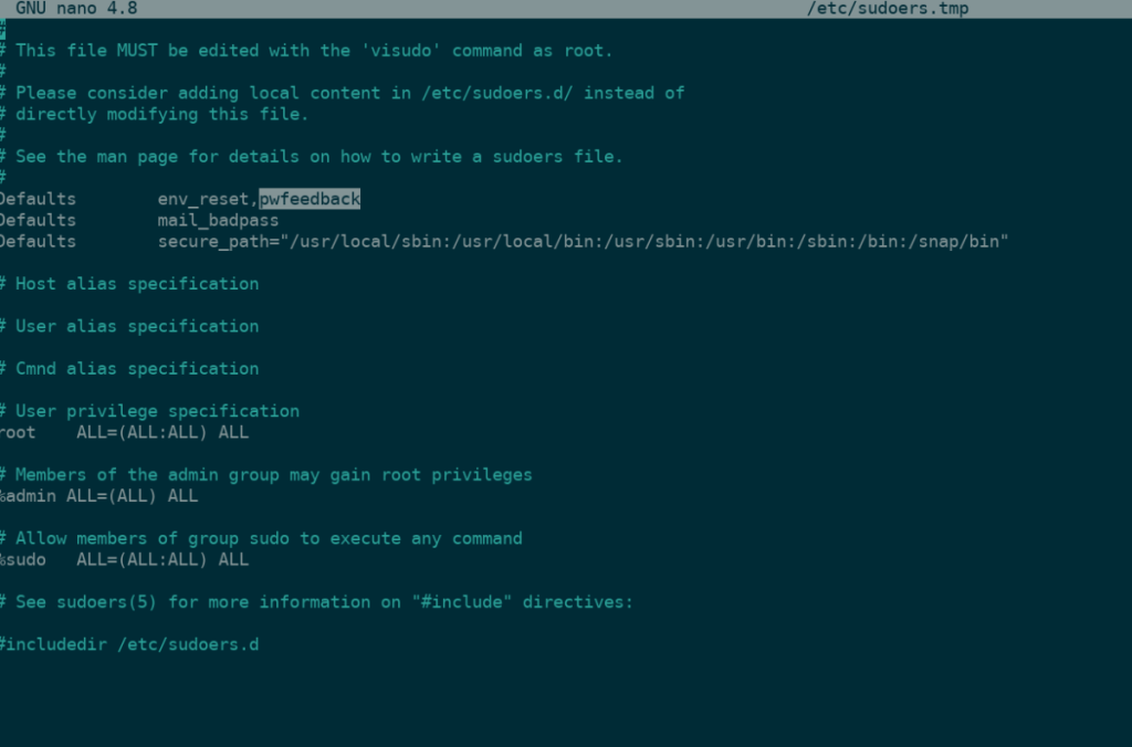 Como mostrar feedback de senha no terminal Linux