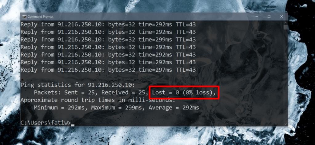 Cara menemukan packet loss dalam game di Windows 10