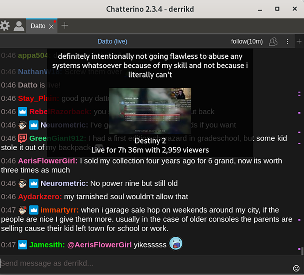 Come chattare in flussi Twitch sul desktop Linux con Chatterino