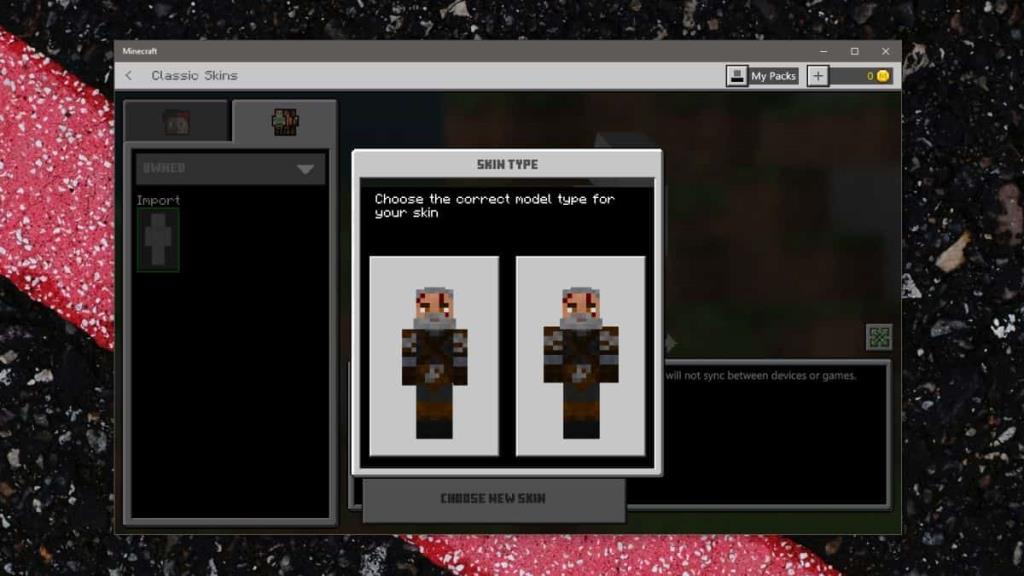 Come aggiungere una skin Witcher in Minecraft su Windows 10