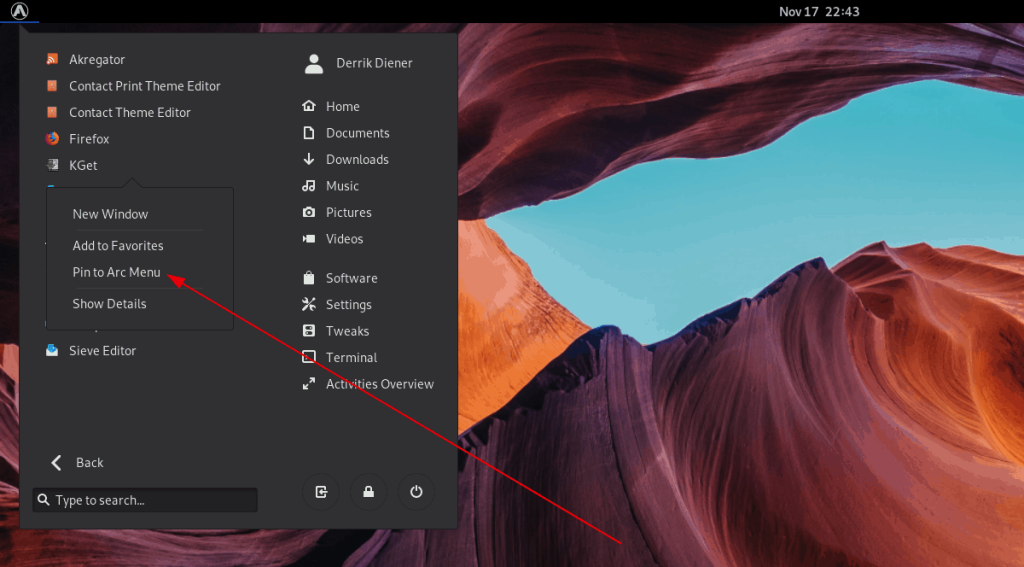 Como configurar o menu Arc no Gnome Shell