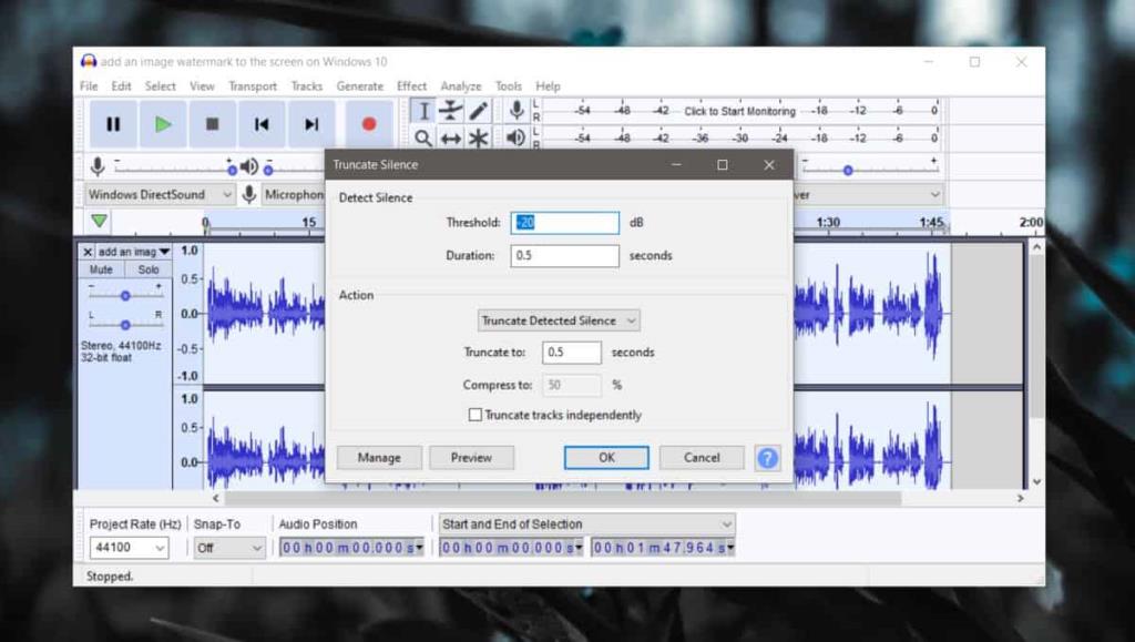 Cara menghapus keheningan dari file audio di Windows 10