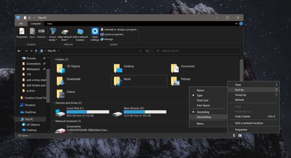 Come spingere i dispositivi e le unità in alto in questo PC su Windows 10