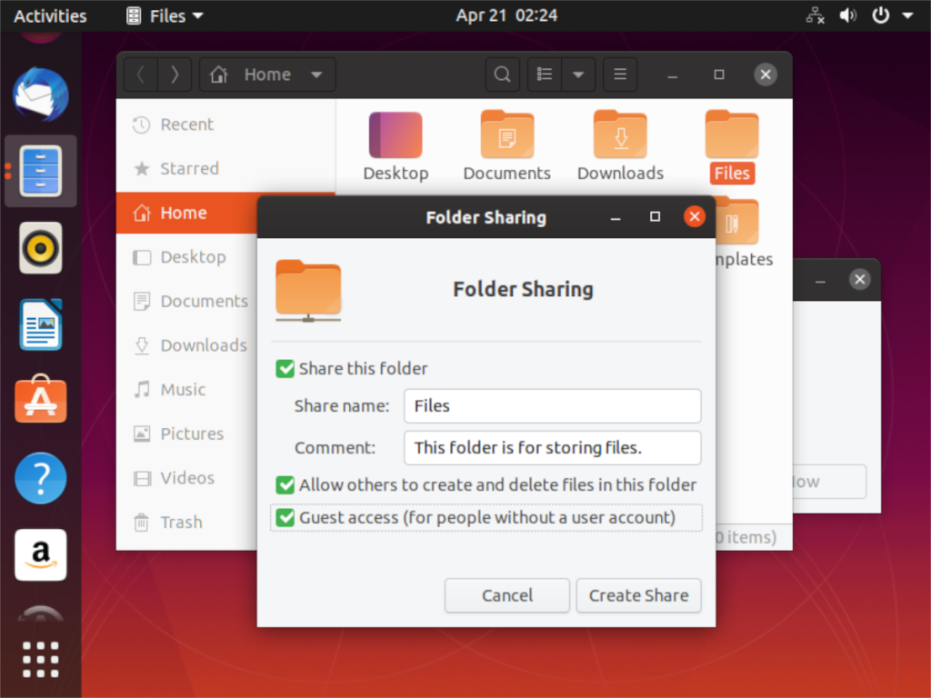 วิธีแชร์โฟลเดอร์จาก Ubuntu PC ไปยังเครือข่าย