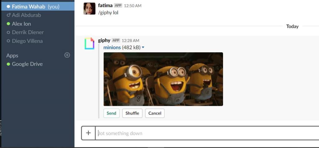 Como encontrar e enviar GIFs no Slack