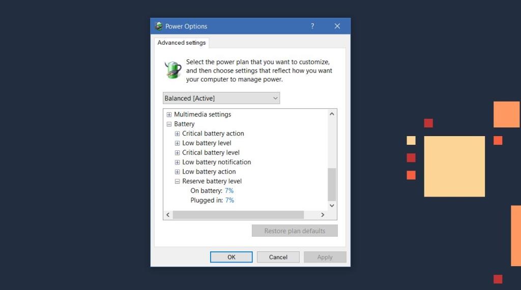 Come modificare il livello della batteria di riserva in Windows 10