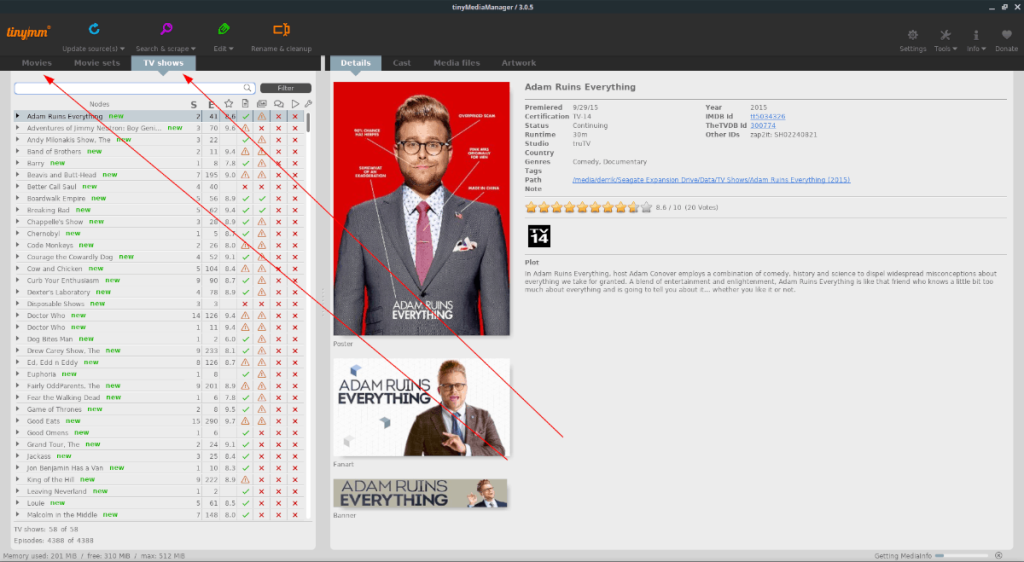 Как организовать телешоу и фильмы в Linux с помощью Tiny Media Manager