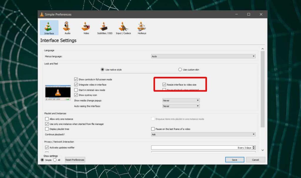 Cara mengubah ukuran pemutar VLC secara otomatis untuk video vertikal