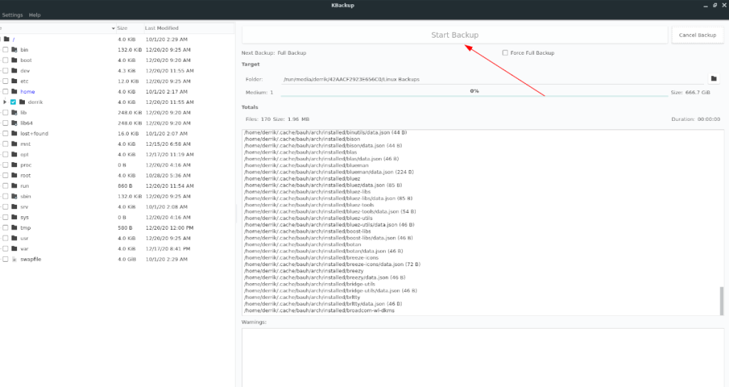 Como fazer backup rapidamente de sua pasta inicial do Linux usando Kbackup