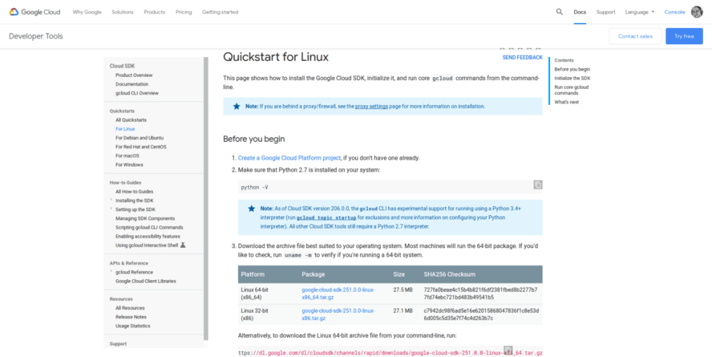 วิธีติดตั้ง Google Cloud SDK บน Linux