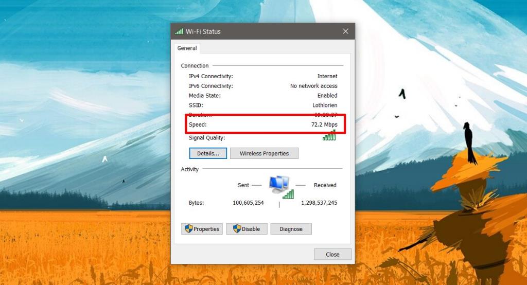 Cara menemukan kecepatan koneksi adaptor jaringan di Windows 10