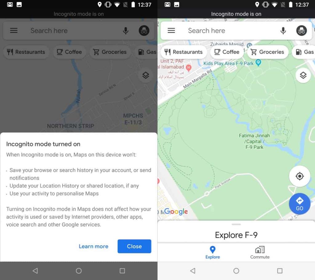 Cách sử dụng Google Maps ở chế độ Ẩn danh trên Android