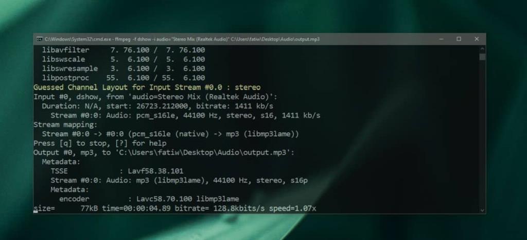 Come registrare laudio di sistema con FFMPEG su Windows 10